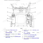JCB JS115-JS330 excavator cab layout diagram showing operator controls, joysticks, consoles, and pedals with index.