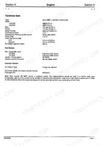 JCB JS130W, JS150W engine technical data table including Isuzu 4BD1 specifications, fuel system, and induction system.
