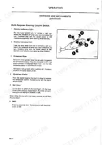 JCB JS130W, JS150W operator manual page showing multi-purpose steering column switch controls and operation diagram.