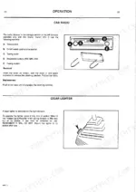 JCB JS130W, JS150W operator manual page showing cab radio controls, removal procedure, and cigar lighter operation.