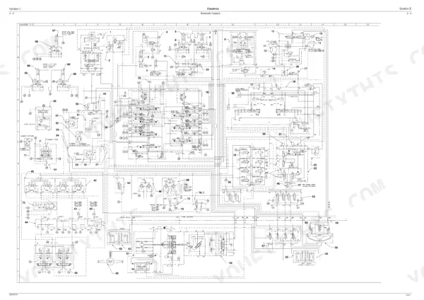 JCB JS130W, JS145W, JS160W, JS175W hydraulic schematic diagram showing main control valve and pump system components.