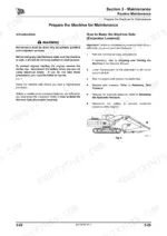 jcb-js160-js180-js190-excavator-service-manual-9803-6570-7-procedures-100.webp JCB JS160, JS180, JS190, 4HK, 6HK, 4JJ maintenance manual page showing safety procedures to prepare the excavator for service.