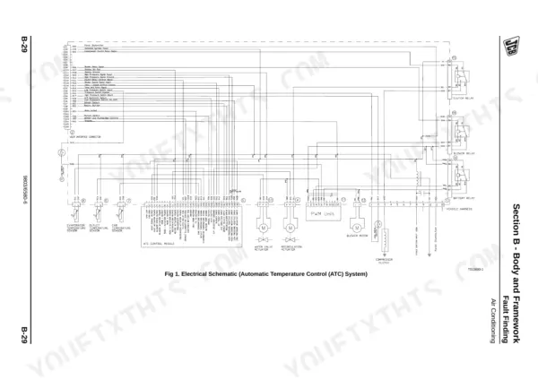 JCB JS200-JS260, JS200, JS220, JS235, JS240, JS260 electrical schematic for the Automatic Temperature Control system.