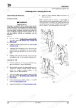 jcb-js240-to-js360-tracked-excavators-operator-manual-9821-1800-procedures-39.webp JCB JS240, JS260, JS330, JS360 operator manual page showing procedures for entering and leaving the excavator cab.