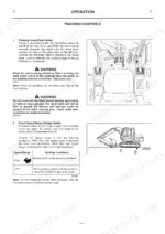 jcb-js70-tracked-excavator-operator-manual-9801-6720-operations-33.webp JCB JS70 tracking controls operation, showing travel levers, foot pedals, and speed range switch table with diagrams.