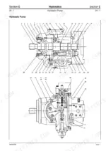 JCB JZ 70 hydraulic pump exploded view diagram showing internal components, shafts, and pistons with numbered parts list.