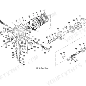 JCB JZ140, JZ140HD, JZ235, JZ255, JS200 exploded view diagram of the track motor assembly with numbered components.