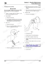 jcb-jz140-to-jz255-excavator-service-manual-9803-9910-3-procedures-118.webp JCB JZ140, JZ140HD, JZ235, JZ255, JS200 engine oil and filter change procedure with drain plug and filter diagrams.