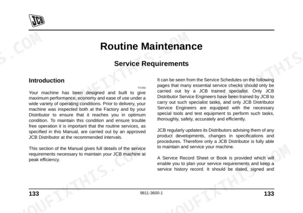 JCB Micro, Micro Tier 3, Micro Plus, Micro Plus Tier 3, Micro 8008 routine maintenance service requirements introduction.