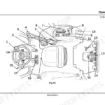 JCB MIDI CX cab layout diagram showing operator controls, steering wheel, instrument panel, and seat numbered 1-20.