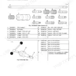 JCB Midi CX Backhoe Loader service tools: slide hammer kit components and rivet nut tool parts list with part numbers.