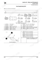 jcb-midi-to-loader-backhoe-loader-service-manual-9803-9400-08-exploded-view-118.webp JCB Midi CX Backhoe Loader service tools: slide hammer kit components and rivet nut tool parts list with part numbers.