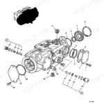 JCB ROBOT 185, 1105, ROBOT 1105, JCB Skid Steer Loader, Perkins 1004-4HR, Perkins 1004-42AR hydraulic pump exploded view.