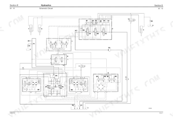 JCB ROBOT 185, 1105, ROBOT 1105, JCB Skid Steer Loader, Perkins 1004-4HR, Perkins 1004-42AR hydraulic schematic circuit diagram