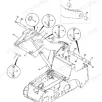 JCB ROBOT 190, 1110 exploded view diagram of the loader arm assembly, showing pivot pins, bushings, bolts, and washers.