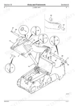 jcb-robot-190-1110-skid-steer-loader-service-manual-9803-8530-issue-8-exploded-view-73.webp JCB ROBOT 190, 1110 exploded view diagram of the loader arm assembly, showing pivot pins, bushings, bolts, and washers.