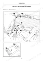 jcb-robot-to-hf-skid-steer-loader-operator-manual-4300-1-controls-22.webp JCB Robot 160, 170, 170HF, 180T, 180T HF cab layout diagram showing servo machine controls and pedals.