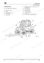 jcb-teletruk-to-lift-teletruk-operator-manual-9821-0550-5-exploded-view-18.webp JCB Teletruk 2.5D-3.5D: Component list and diagram showing major machine parts including boom, carriage, and drive motors.