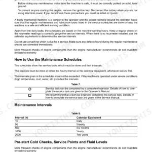 JCB TLT 30D High Lift, 35D, 35D 4x4 maintenance schedule guide, service interval table, and safety instructions.