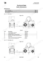 jcb-tlt-to-4x4-teletruk-variable-reach-truck-operator-manual-9821-7200-6-specs-173.webp JCB TLT 30D High Lift, 35D, 35D 4x4 static dimensions diagram and technical data table for 3.5D 4x4 model.
