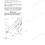 JCB TM320, TM320S, TM320WM manual page showing door operation procedures, latch lever A, and release button B diagram.