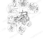 JCB TM320, TM310 boom removal and replacement exploded view diagram showing hydraulic hoses, pins, and mounting hardware.