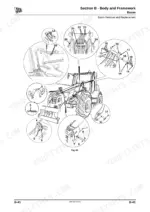 JCB TM320, TM310 boom removal and replacement exploded view diagram showing hydraulic hoses, pins, and mounting hardware.