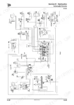 JCB TM320, TM310 hydraulic schematic circuits diagram showing main control valves, steering, and boom suspension systems.