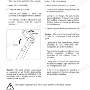 JCB Vibromax VMP 14, 18, 24, 40, 48 operating instructions, speed control diagram, and safety procedures.