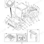 JCB VM 46D/PD-200D/PD machine description diagram showing Vibromax roller components, drum, and measure station.
