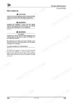 JCB VM115, VM115D, VM115PD maintenance manual page covering water ballasting procedures for tires and wheels.