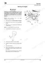 jcb-vmp-8-vibrating-plate-operator-manual-332-a4353-procedures-22.webp JCB VMP 8, 8 Vibrating Plate engine starting procedure with diagrams of fuel valve, choke, throttle, and recoil starter.