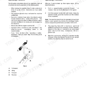JCB VMP 14, 18, 24 operating procedure and speed control diagram for moving the vibrating plate machine.