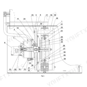 JCB VMT160, VMT260, VMT 160-90, VMT 260-100, VMT 260-120, D722 exploded view of vibration drum side clearance assembly.