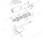 JCB WLS 432ZX, 432ZX, 6BTAA 5.9 150C exploded view diagram of a typical hydraulic ram cylinder assembly components.
