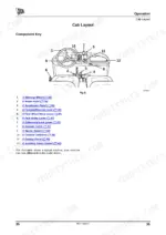 jcb-workmax-1000d-utility-vehicle-operator-manual-9821-0850-operations-37.webp JCB WORKMAX 1000D cab layout diagram showing steering wheel, pedals, levers, and console component key.