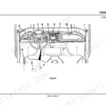 JCB WORKMAX 800D cab layout diagram showing numbered controls, steering wheel, dashboard, and pedal locations.