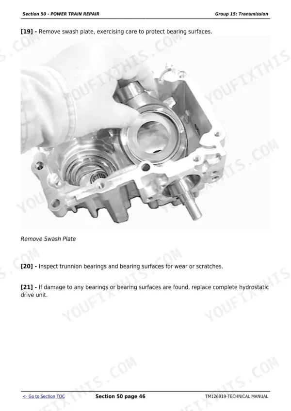 John Deere 1023E repair - Section 50 - POWER TRAIN REPAIR
