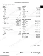 john-deere-130-to-185-lawn-tractors-technical-manual-tm1351-specs-17.webp John Deere 130, 160, 165, 175, 180, 185 tractor specifications table including engine, electrical, capacities, and travel speeds.