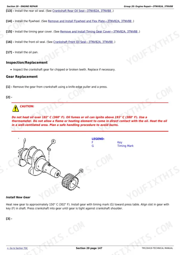 John Deere 1550 diagnostic and repair - Section 20 - ENGINE REPAIR