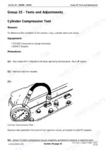 john-deere-2025r-compact-utility-tractor-technical-manual-tm127019-procedures-94.webp John Deere 2025R cylinder compression test procedure, equipment list, and diagram showing gauge installation in injection port.