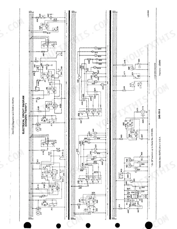 John Deere 2155, 2355N, 2355, 2555, 2755, 2855N, 2955, 3155, TM-4436 complete tractor electrical circuit diagram.