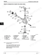 john-deere-240-250-skid-steer-technical-manual-tm1747-exploded-view-302.webp John Deere 240, 250 exploded view diagram of the front hydrostatic pump, showing housing, drive shaft, and components.