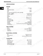 john-deere-240-250-skid-steer-technical-manual-tm1747-specs-12.webp John Deere 240, 250 technical manual specifications page listing engine, fuel, electrical system, and fluid capacities.