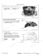 john-deere-250d-300d-articulated-dump-truck-repair-manual-tm2116-troubleshooting-104.webp John Deere 250D, 300D differential bevel drive repair: adjusting carrier bearing caps and checking gear tooth contact pattern.