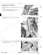 john-deere-3200-3400-telescopic-handlers-technical-manual-tm4626-procedures-44.webp John Deere 3200, 3400 engine removal and installation steps showing boom safety channel, engine side guard, and turbocharger hose.