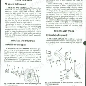 John Deere 4055, 4255, 4455, 4555, 4755, 4955 front wheel hub, bearing, and spindle removal and installation procedures.