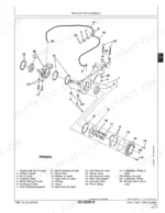 john-deere-444j-to-loader-loader-repair-manual-tm2136-exploded-view-43.webp John Deere 444J, 544J, 624J Loader exploded view of rear oscillating support, thrust bearing, and hydraulic hose assembly.