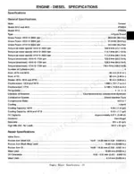 john-deere-4510-4610-4710-compact-utility-tractors-technical-manual-tm1986-specs-27.webp John Deere 4510, 4610, 4710 diesel engine general and repair specifications table including power, torque, and valve train.