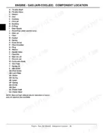 John Deere 4X2, 4X6 air-cooled engine carburetor component location list from A to AJ.
